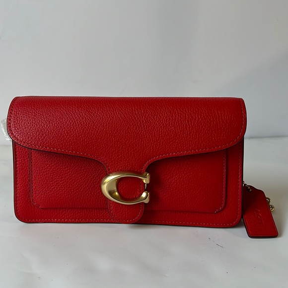 Coach Tabby Chain Clutch Red Crossbody Bag Leather New - Picture 3 of 16